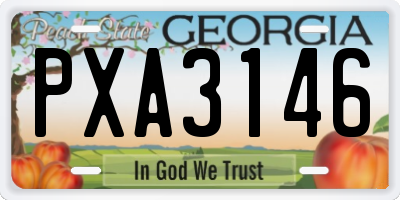 GA license plate PXA3146
