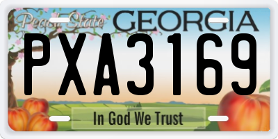 GA license plate PXA3169