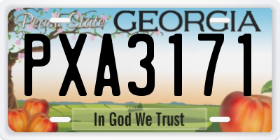 GA license plate PXA3171