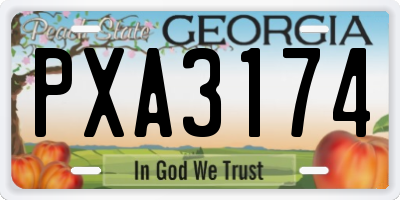 GA license plate PXA3174
