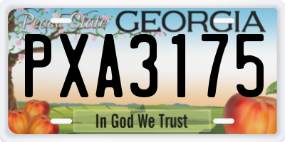 GA license plate PXA3175