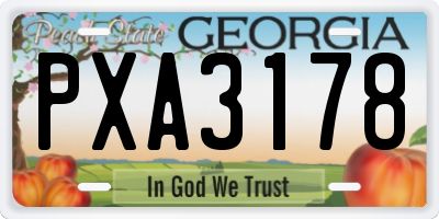 GA license plate PXA3178