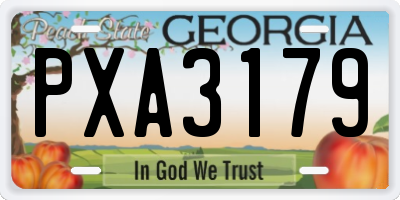 GA license plate PXA3179