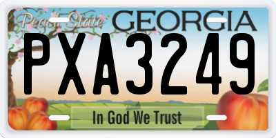GA license plate PXA3249