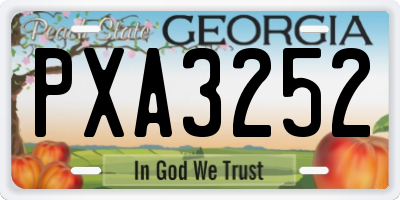 GA license plate PXA3252