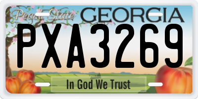 GA license plate PXA3269