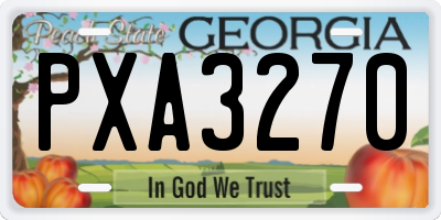 GA license plate PXA3270