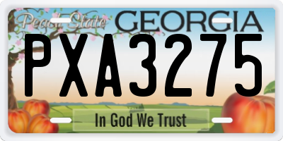 GA license plate PXA3275