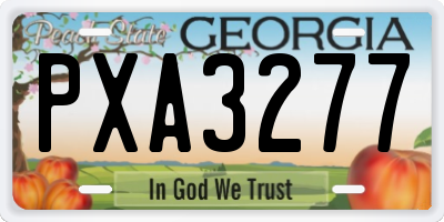 GA license plate PXA3277