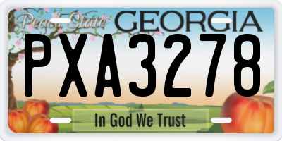 GA license plate PXA3278
