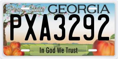GA license plate PXA3292