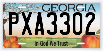 GA license plate PXA3302