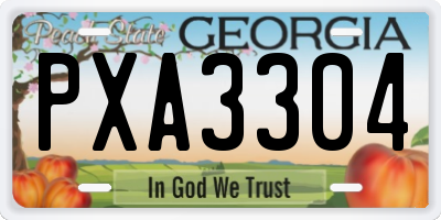 GA license plate PXA3304