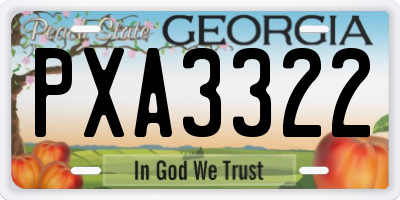 GA license plate PXA3322