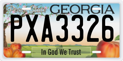 GA license plate PXA3326