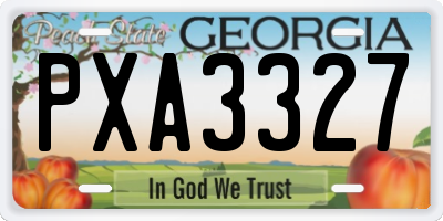 GA license plate PXA3327