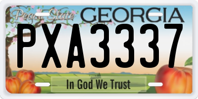 GA license plate PXA3337
