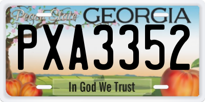 GA license plate PXA3352