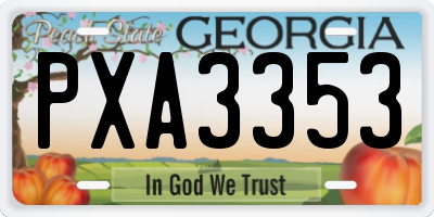 GA license plate PXA3353