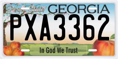 GA license plate PXA3362