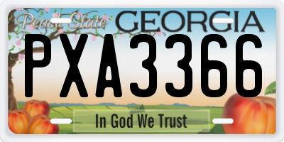 GA license plate PXA3366