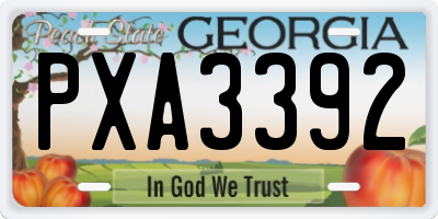 GA license plate PXA3392