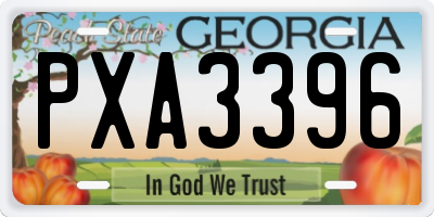 GA license plate PXA3396