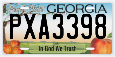 GA license plate PXA3398