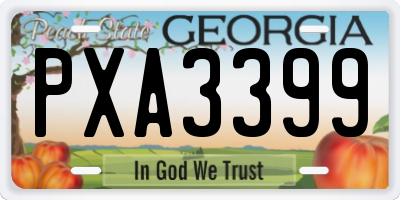 GA license plate PXA3399