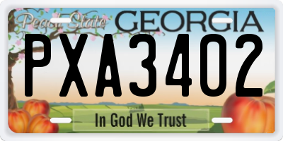 GA license plate PXA3402