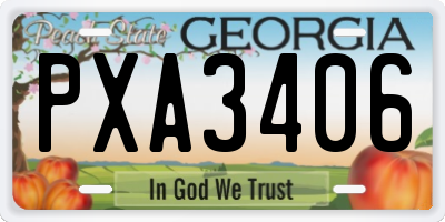 GA license plate PXA3406