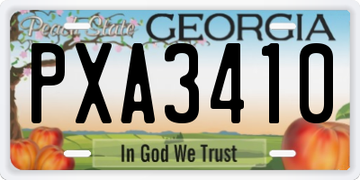 GA license plate PXA3410