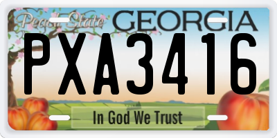 GA license plate PXA3416