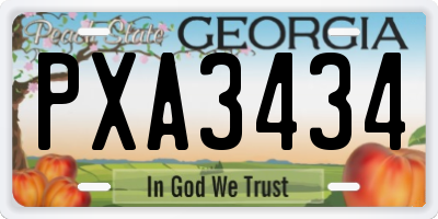 GA license plate PXA3434