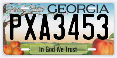 GA license plate PXA3453