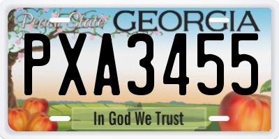 GA license plate PXA3455