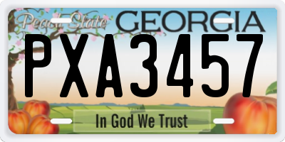 GA license plate PXA3457