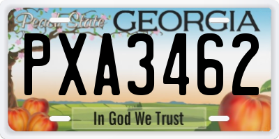 GA license plate PXA3462