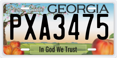GA license plate PXA3475