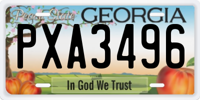 GA license plate PXA3496