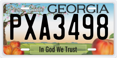 GA license plate PXA3498