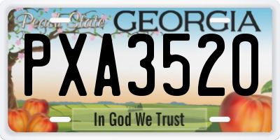 GA license plate PXA3520