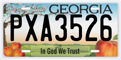 GA license plate PXA3526