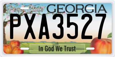 GA license plate PXA3527