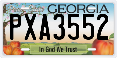 GA license plate PXA3552