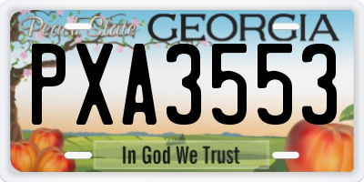 GA license plate PXA3553