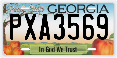 GA license plate PXA3569