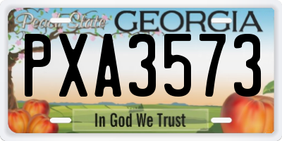 GA license plate PXA3573