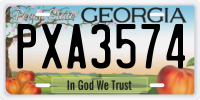 GA license plate PXA3574