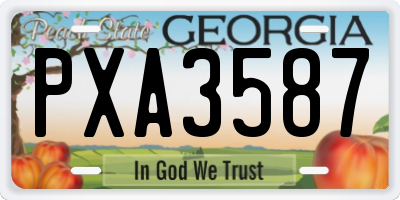 GA license plate PXA3587
